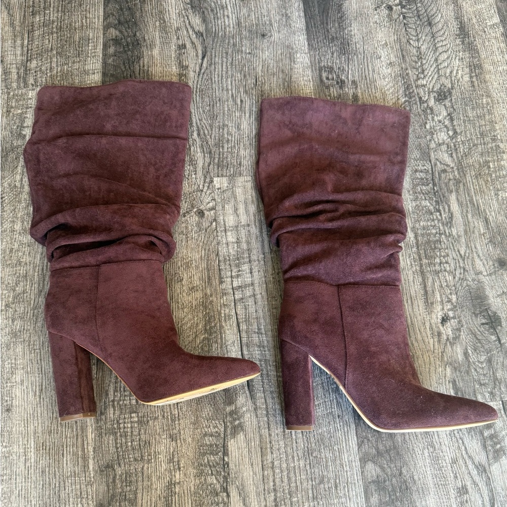 Francesca’s Faux Suede Knee-High Boots - brown